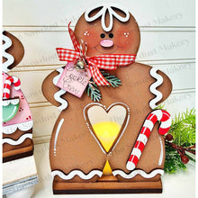 Load image into Gallery viewer, Gingerbread Boy &amp; Girl Votive Shelf Sitter SVG File | Laser Cut File | Christmas SVG | Gingerbread svg | Votive Candles | Candy Cane SVG

