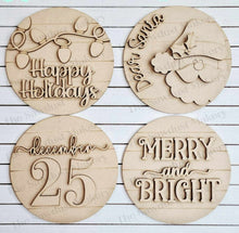 Load image into Gallery viewer, 6&quot; Round Christmas Sign Set SVG File | Laser Cut File | Interchangeable Frame | Merry Christmas | Ho Ho Ho | December 25 | Santa SVG
