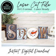 Load image into Gallery viewer, Snow Word Block SVG | Christmas Word Block SVG | SVG File | Laser Cut File | Glowforge | Mantle Decor svg | Christmas svg
