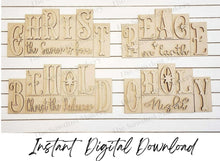 Load image into Gallery viewer, Add-on Mini Religious Nativity Word Block 5 &amp; 6 Letter Sets | Mini Word Block laser Cut SVG File | Glowforge | Tiered Tray Laser decor SVG
