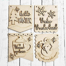 Load image into Gallery viewer, Winter Mini Hanger Signs | Winter Signs SVG | Snowman SVG | Door Hanger | SVG File | Laser Cut File | Glowforge | Mini Post Sign svgs
