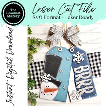 Load image into Gallery viewer, Winter Tag Door Hanger SVG File | Laser Cut File | Snowman SVG File | Door Hanger SVG | WinterSVG | Snowflake | Snowman Sign
