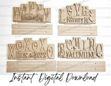 Load image into Gallery viewer, Add-on Mini Valentine Word Block 5 &amp; 6 Letter Sets | Mini Word Block SVG laser Cut File | Glowforge | Standing Reversible SVG File
