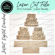Load image into Gallery viewer, Coffee Bar Word Stacker | Coffee Mini Word Block SVG | SVG File | Laser Cut File | Glowforge | Coffee Beans |Tiered TrayDecor laser cut svg
