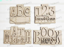 Load image into Gallery viewer, Add-on Mini School Word Block 3 &amp; 4 Letter Sets | Mini Word Block SVG laser Cut File | Glowforge | Standing SVG File

