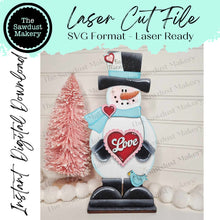 Load image into Gallery viewer, Valentine Snowman SVG File | Hearts | Laser Cut File | Valentine&#39;s Day SVG File | SVG | Snowman Shelf Sitter | Be Mine| Snowman svg
