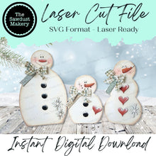 Load image into Gallery viewer, Prim Winter Snow Family SVG File | Laser Cut File | Winter SVG File | Snowman Laser SVG | Snowman Shelf Sitters | Brrr svg
