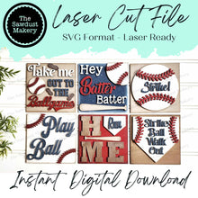 Load image into Gallery viewer, Baseball Laser Cut File | Farmhouse Interchangeable Leaning Sign Bundle File SVG | Glowforge | Farmhouse Signs
