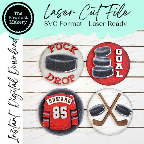 Hockey Bundle Seasonal Rounds | Candy/Mason Jar Lid | Cookie Jar lid | Interchangeable Frame SVG | Laser Cut File | Interchangeable Frame